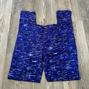 32 cool black blue striped leggings